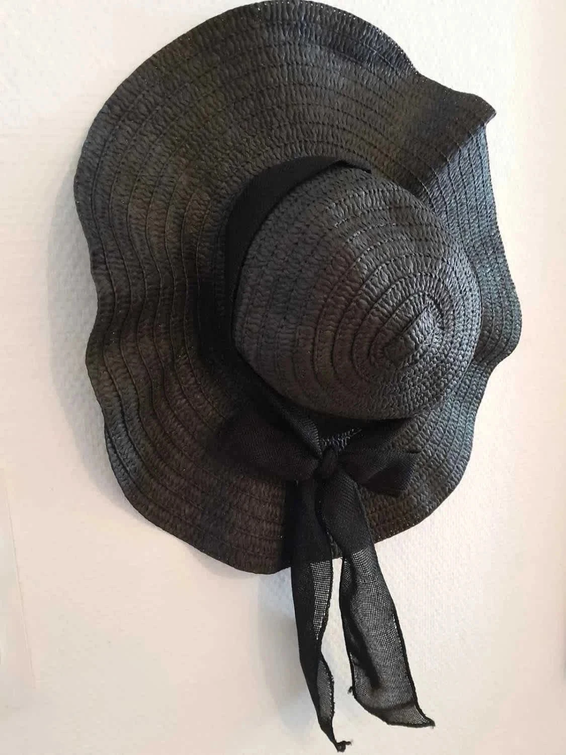 Chapeau en paille avec noeud, couleur Noir – photo 2